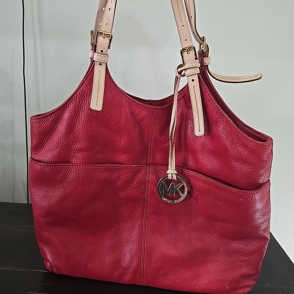 Michael Kors Bedford Red Leather Tote Bag